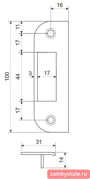 Ответная планка APECS BP-0045-CR (хром)