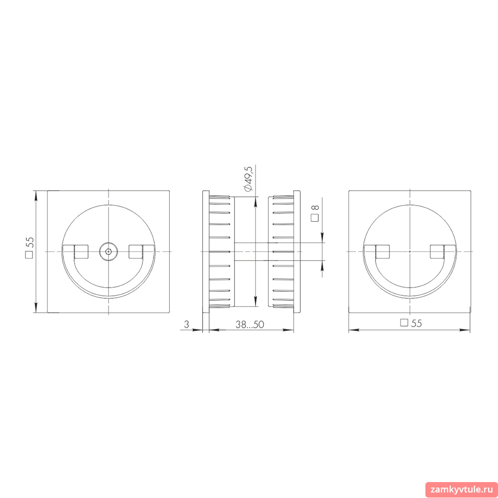 Ручка поворотная ARMADILLO SH.QUADRO55.ВК8х2 BL-26 (черный)