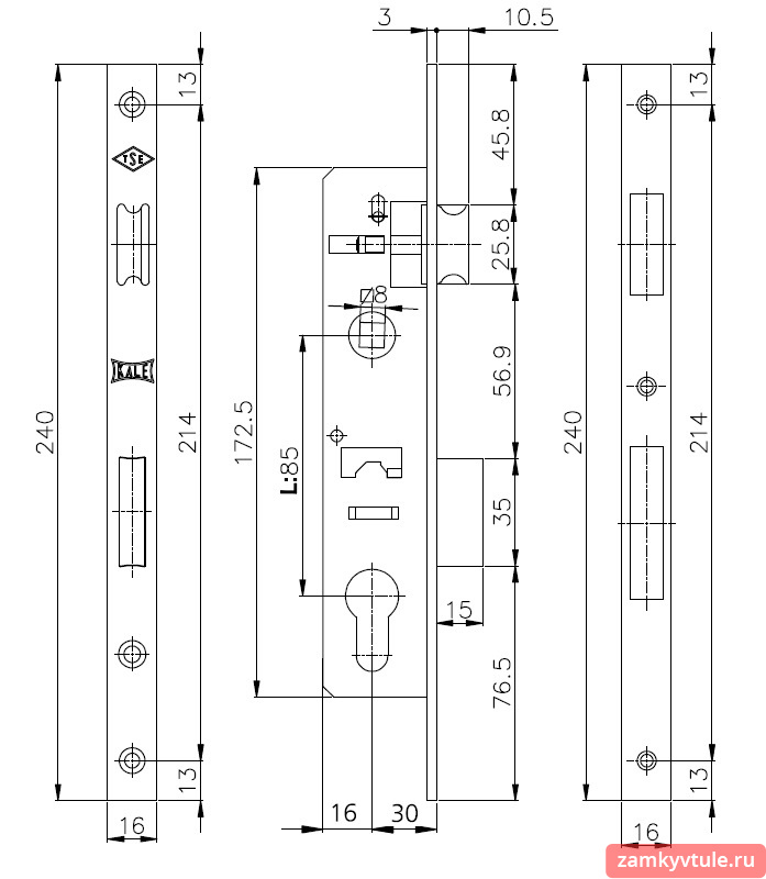 Замок ЗВ KALE 153 Р (30мм) корпус