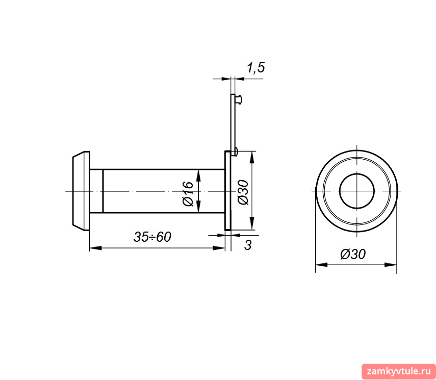 Глазок AVERS 2216/35-60-G (золото)