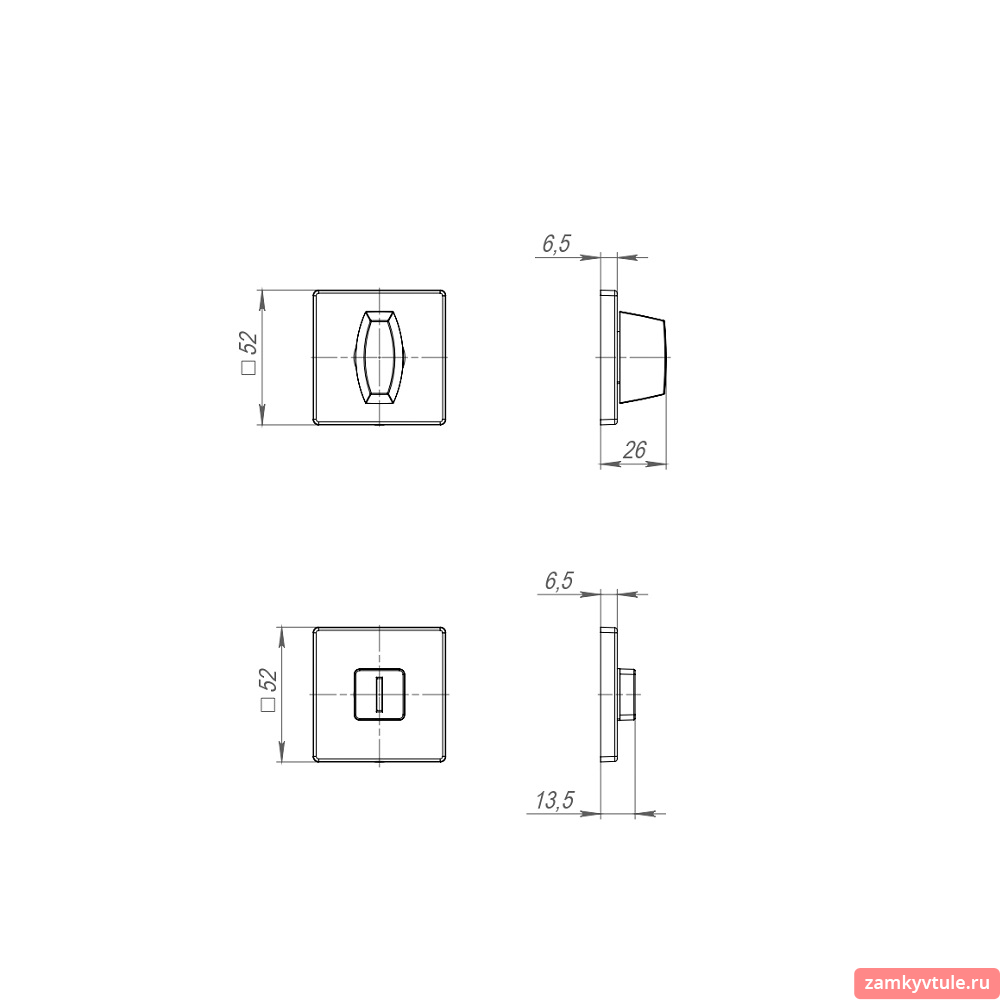 Ручка поворотная FUARO WC-BK6.К SL52 GR-23 (графит)
