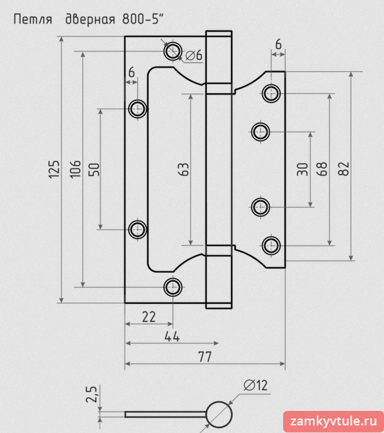 Петля NORA-M 800-5" FНР BL (черный)