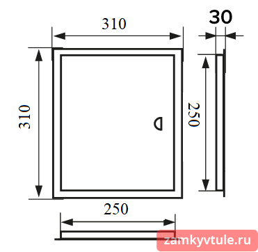 ЛТ2525М Люк металл ручка фланец 250*250/310*310