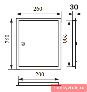 ЛТ2020М3 Люк металл замок фланец 200*200/260*260