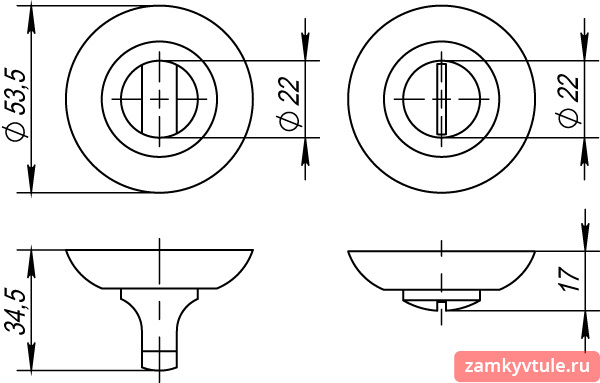Ручка поворотная PUNTO WC-BK6.R.TL54 (BK6 TL) CF-17 (кофе)