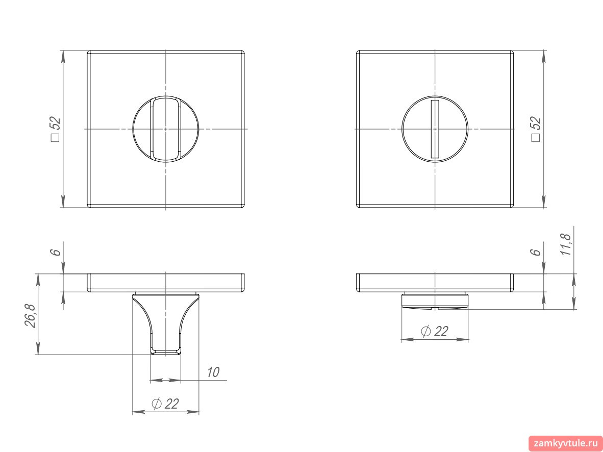 Ручка поворотная PUNTO BK6.K.ARC.Q52 (BK6 ARC) SSG-39 (сатинированное золото)