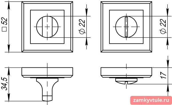 Ручка поворотная PUNTO WC-BK6.K.QL52 (BK6 QL) BL-24 (черный)