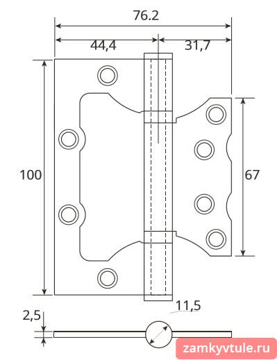Петля АVЕRS 100*75*2,5-В2-GRF (графит)