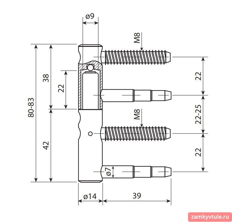 Петля ввёртная APECS 3D-14 v.1 (цинк)