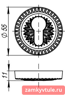 Накладка ARMADILLO под цилиндр ET.R.CL55 (ET/CL) AS-9 (античное серебро)