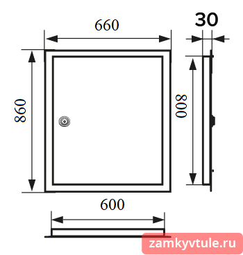 ЛТ6080М3 Люк металл замок фланец 600*800/660*860