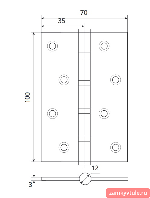 Петля APECS 100*70-В4-StееI-GM (матовое золото)