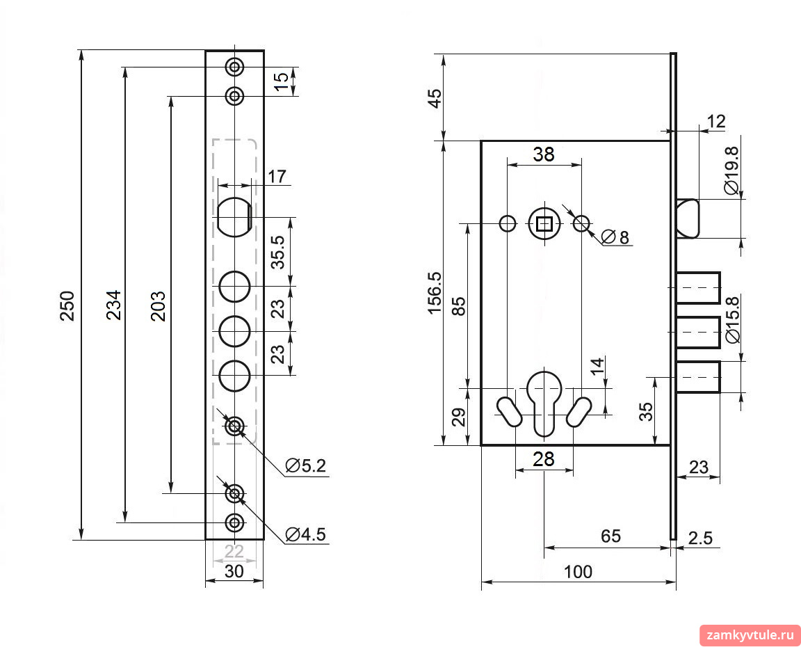 Замок врезной BORDER 79060 ЗВ 4-3 Э G